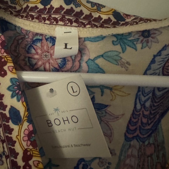 Boho Beach Hut Vintage Floral Print Mini Dress - Picture 3 of 4